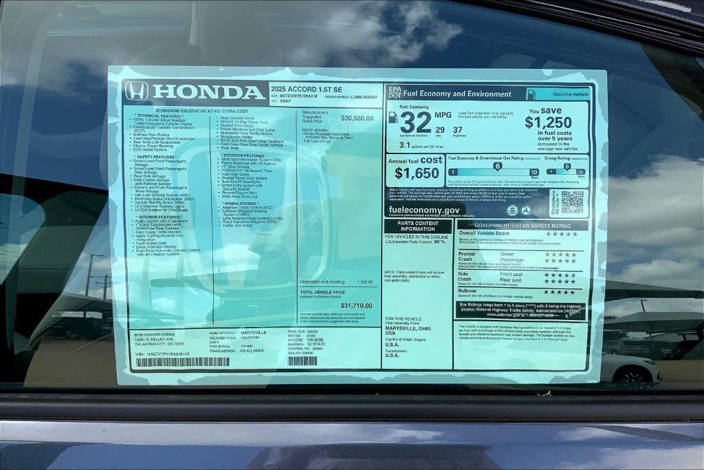 new 2025 Honda Accord car, priced at $31,085