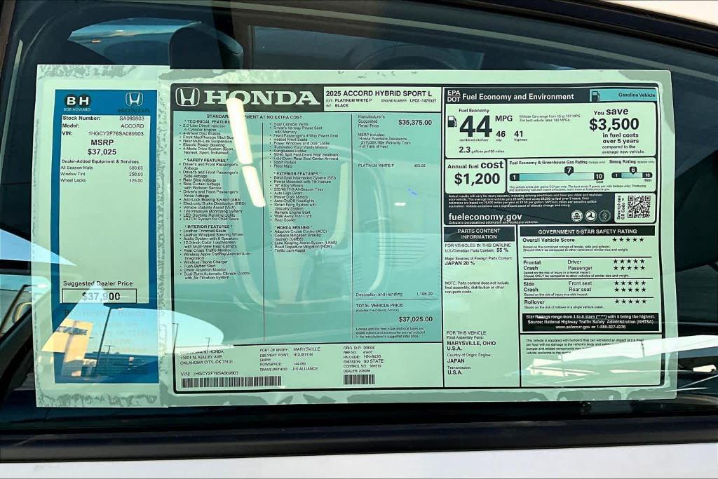 new 2025 Honda Accord Hybrid car, priced at $36,150