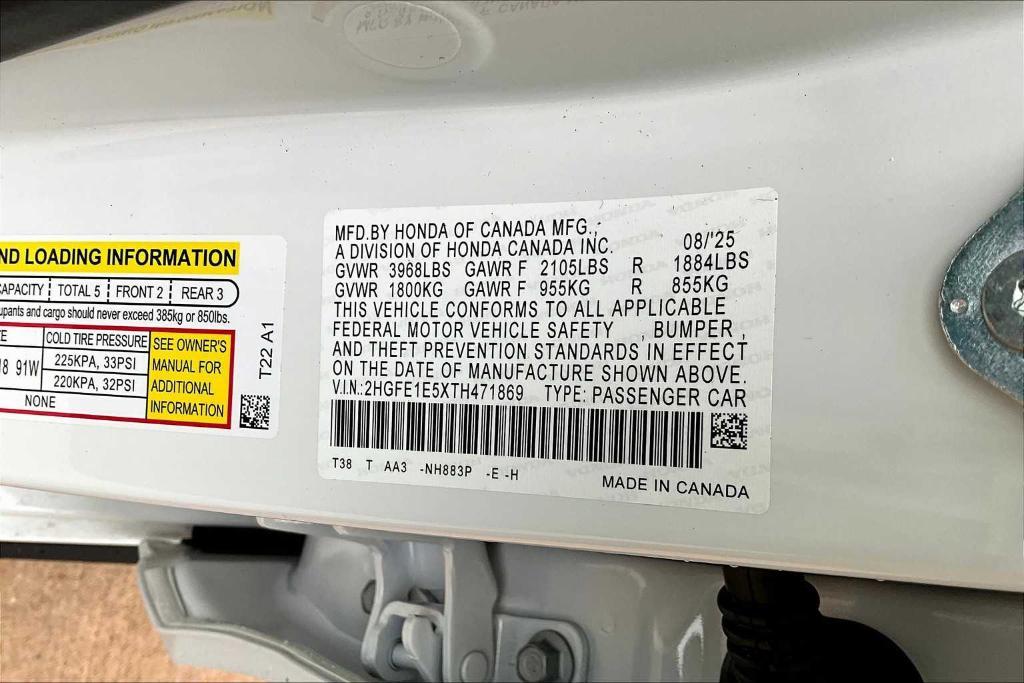 new 2026 Honda Civic Si car, priced at $33,520