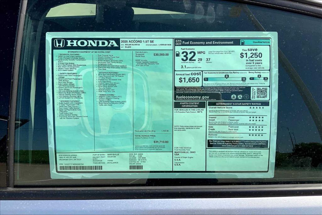 new 2025 Honda Accord car, priced at $31,085