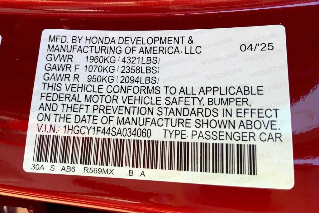 new 2025 Honda Accord car, priced at $31,540