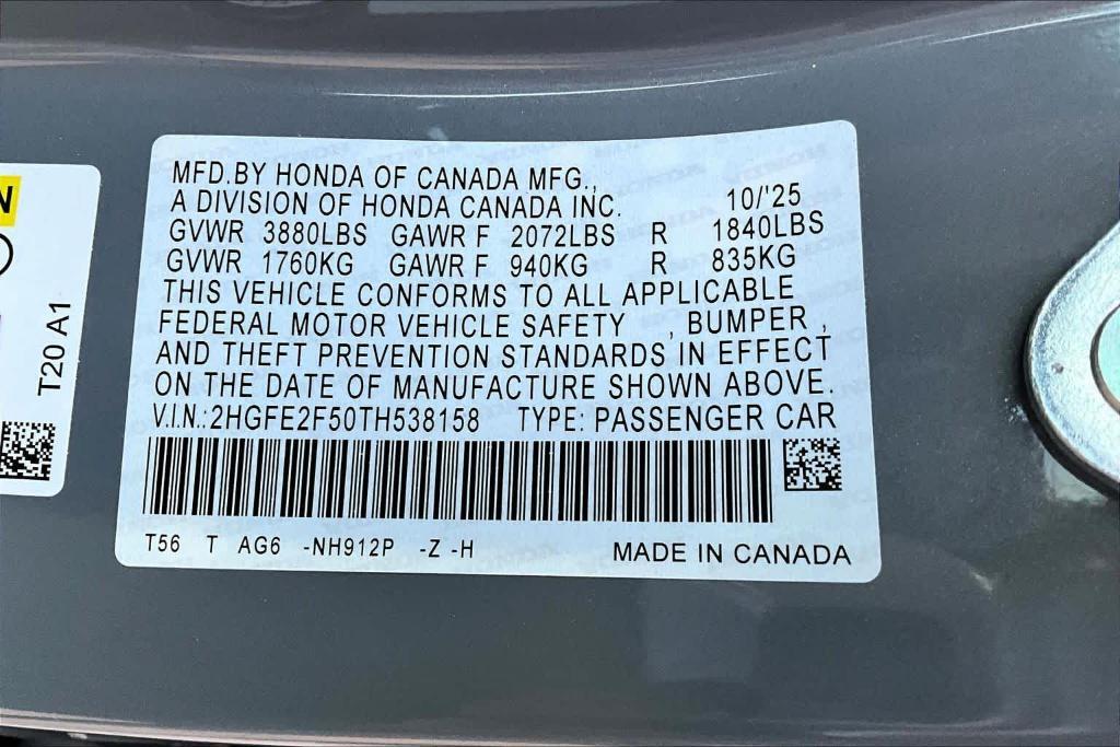 new 2026 Honda Civic car, priced at $28,120