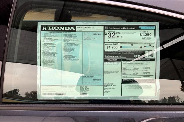 new 2024 Honda Accord car, priced at $29,605