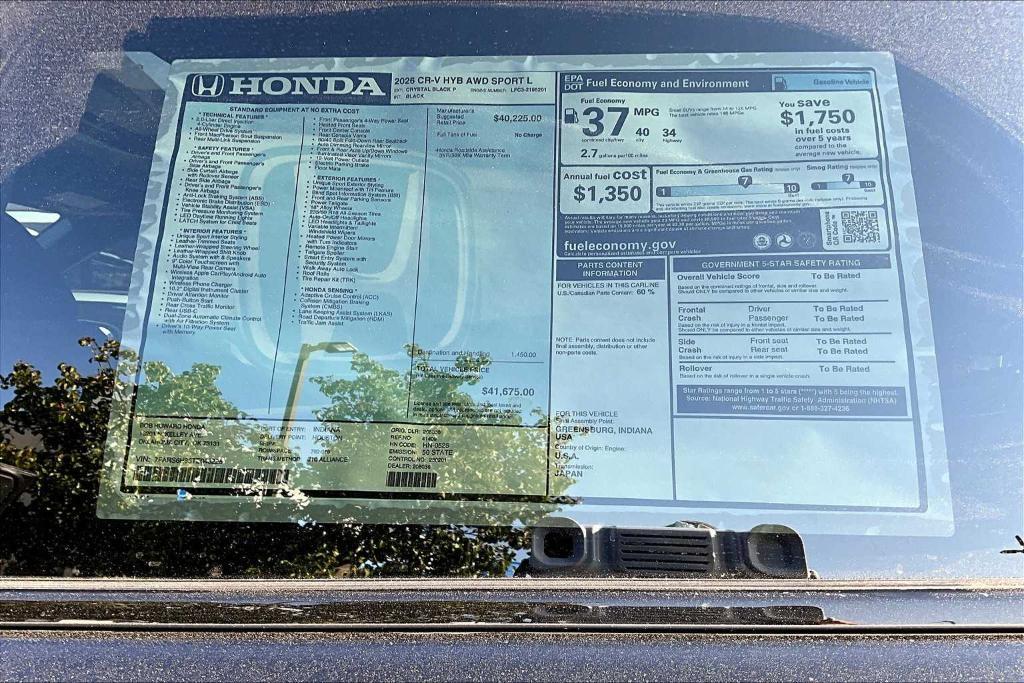 new 2026 Honda CR-V Hybrid car, priced at $41,300