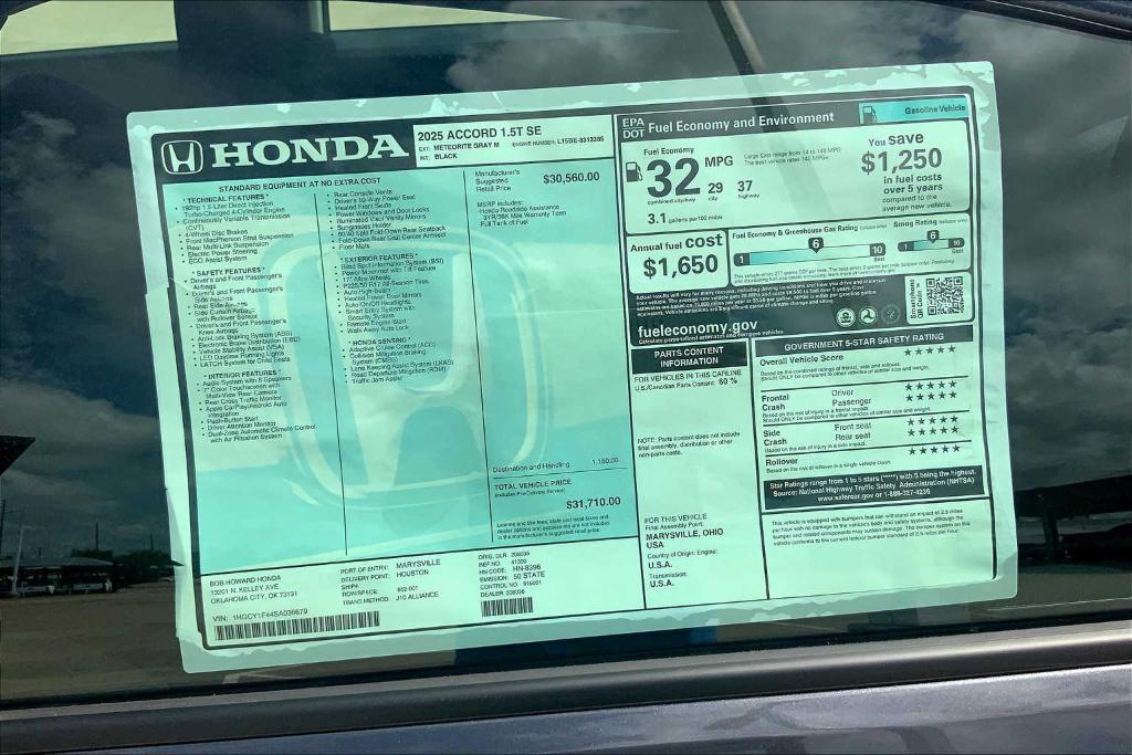 new 2025 Honda Accord car, priced at $31,085