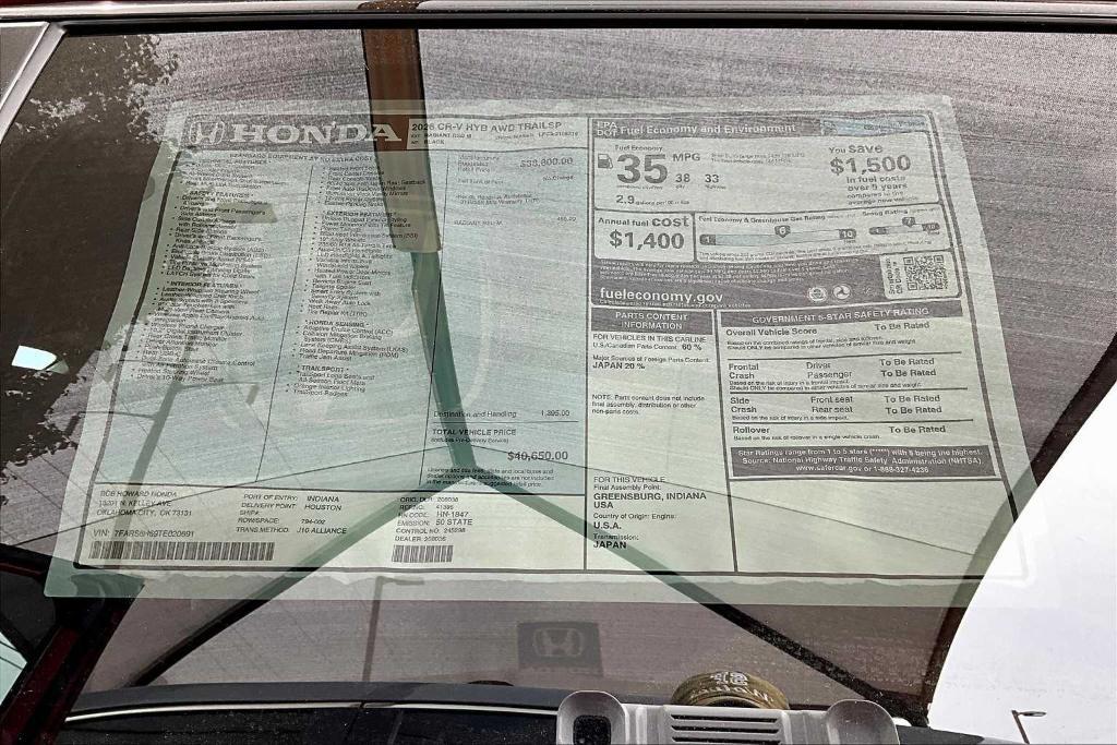 new 2026 Honda CR-V Hybrid car, priced at $40,275