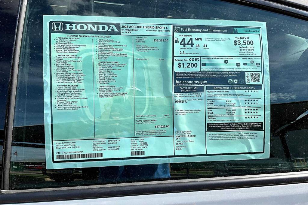 new 2025 Honda Accord Hybrid car, priced at $35,650