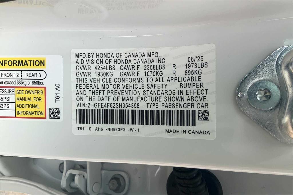 new 2025 Honda Civic Hybrid car, priced at $30,180