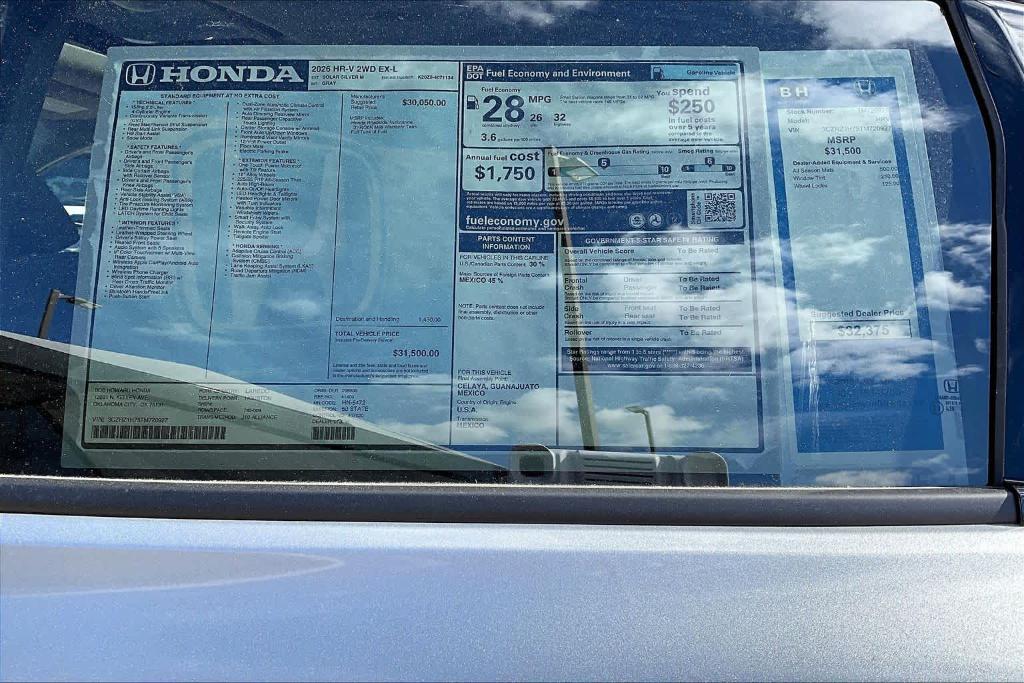 new 2026 Honda HR-V car, priced at $31,375