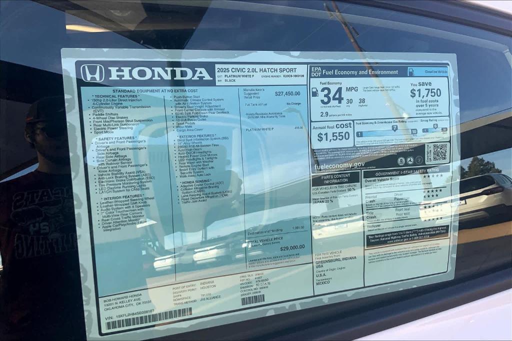 new 2025 Honda Civic car, priced at $28,375