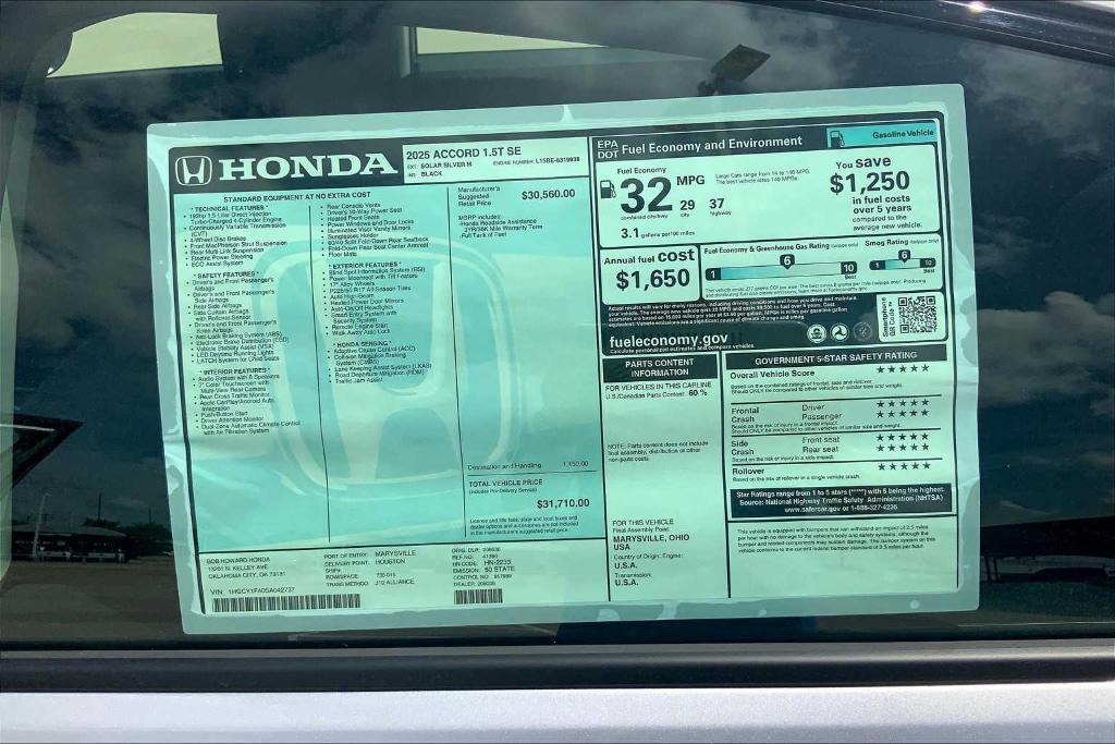 new 2025 Honda Accord car, priced at $31,085