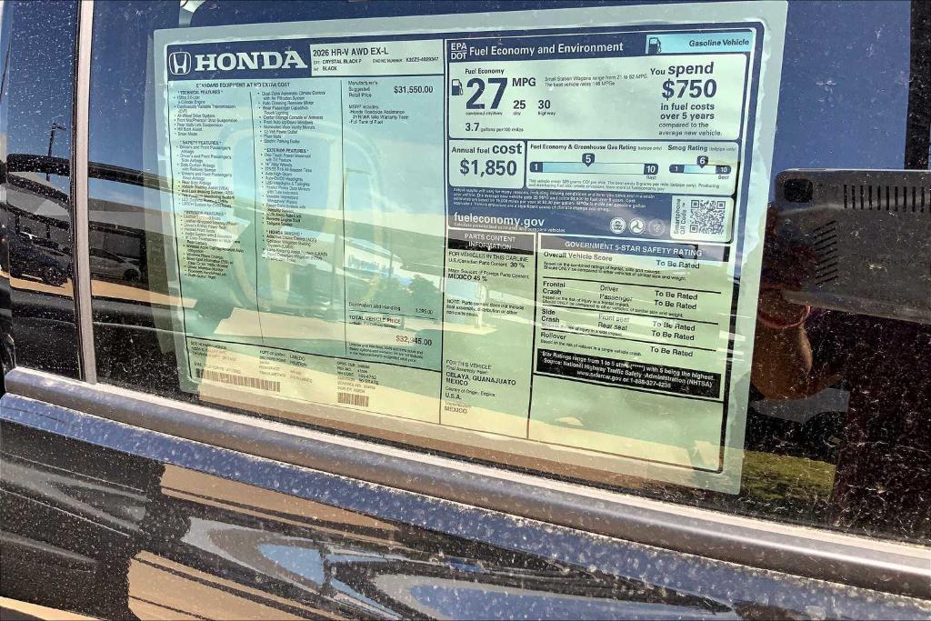 new 2026 Honda HR-V car, priced at $33,070