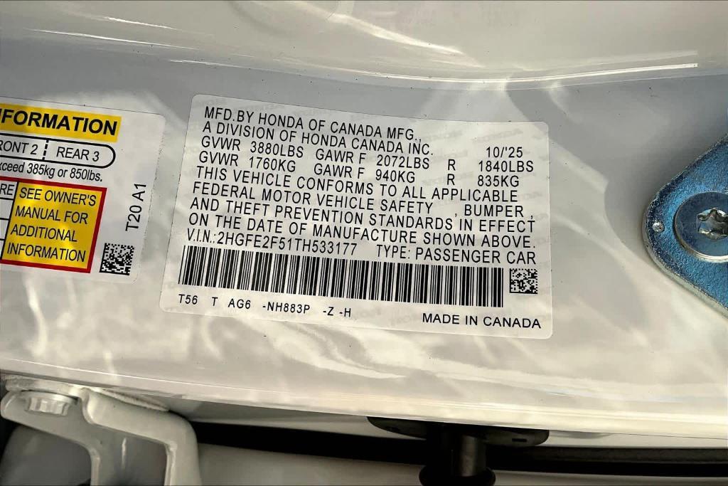 new 2026 Honda Civic car, priced at $28,120