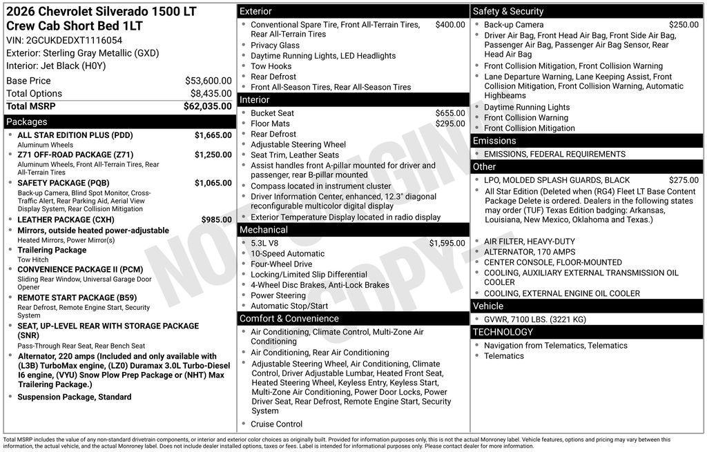 new 2026 Chevrolet Silverado 1500 car, priced at $58,252