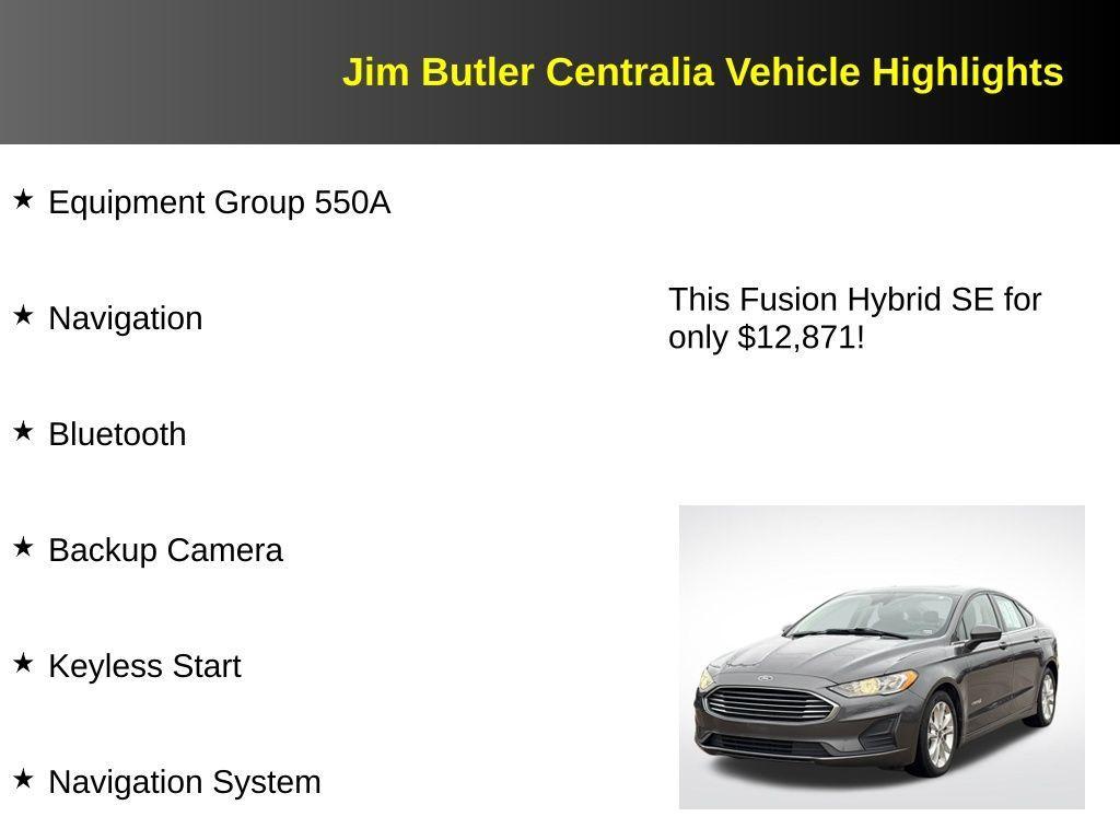 used 2019 Ford Fusion Hybrid car, priced at $12,871