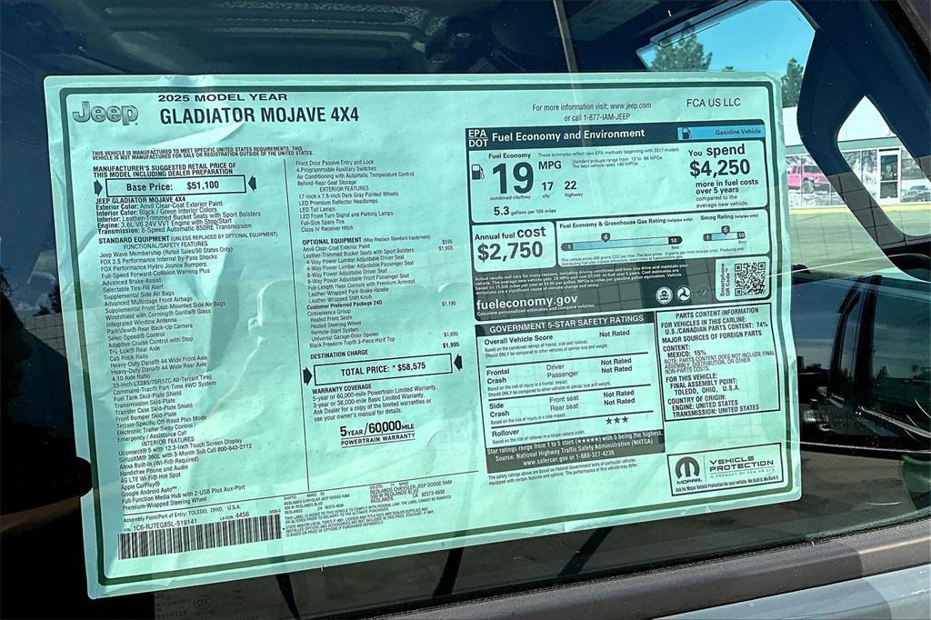 new 2025 Jeep Gladiator car, priced at $55,500