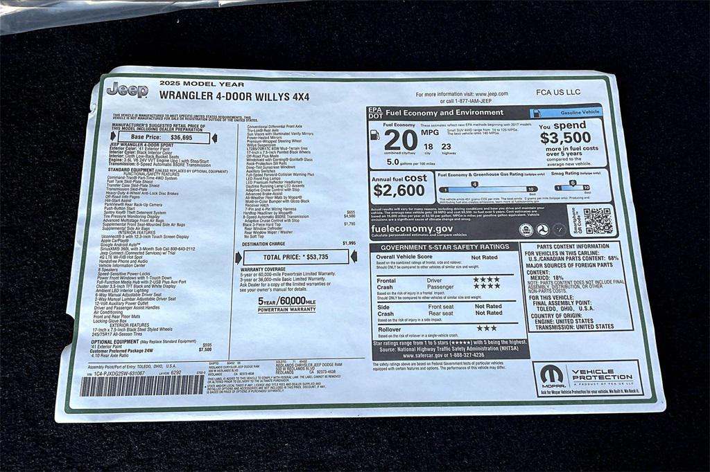 new 2025 Jeep Wrangler car, priced at $51,586