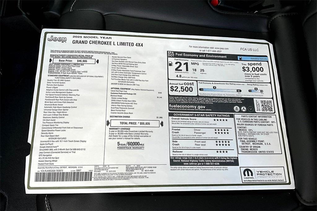 new 2025 Jeep Grand Cherokee L car, priced at $54,500