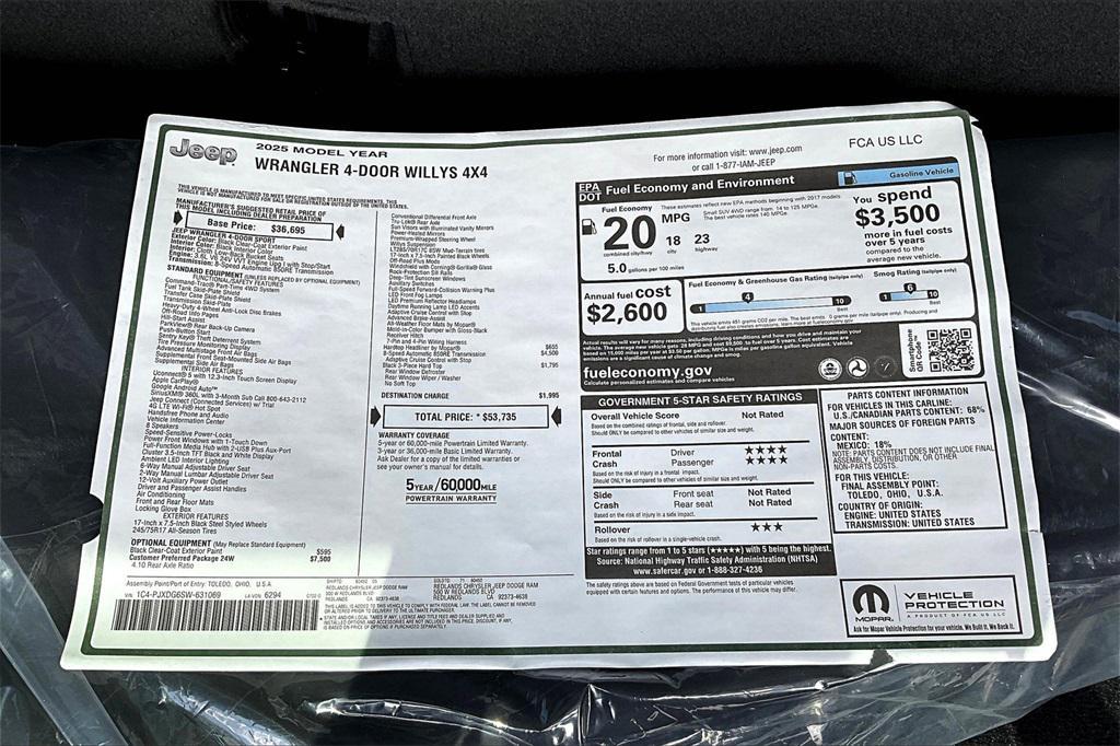 new 2025 Jeep Wrangler car, priced at $51,586