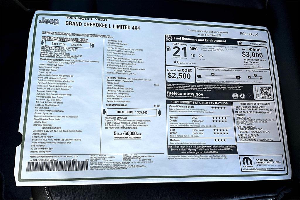 new 2025 Jeep Grand Cherokee L car, priced at $54,000