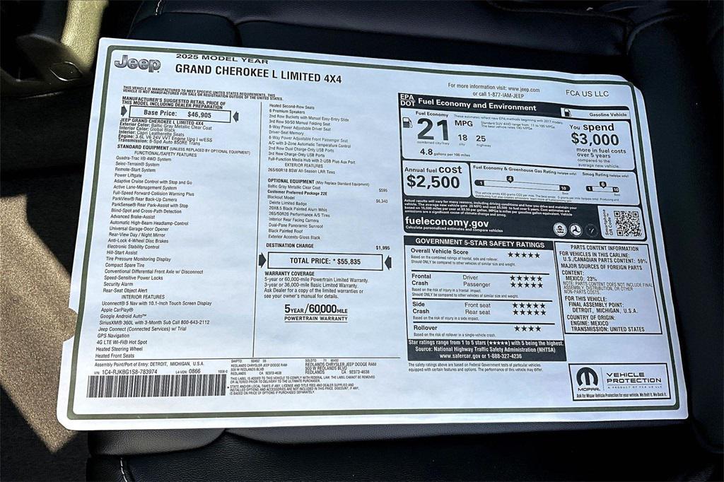 new 2025 Jeep Grand Cherokee L car, priced at $54,500
