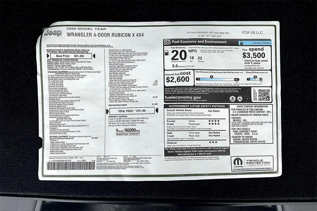 new 2025 Jeep Wrangler car, priced at $73,657