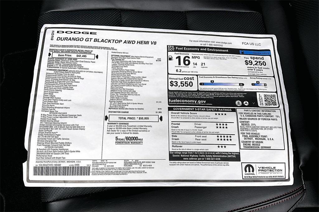 new 2026 Dodge Durango car, priced at $50,855