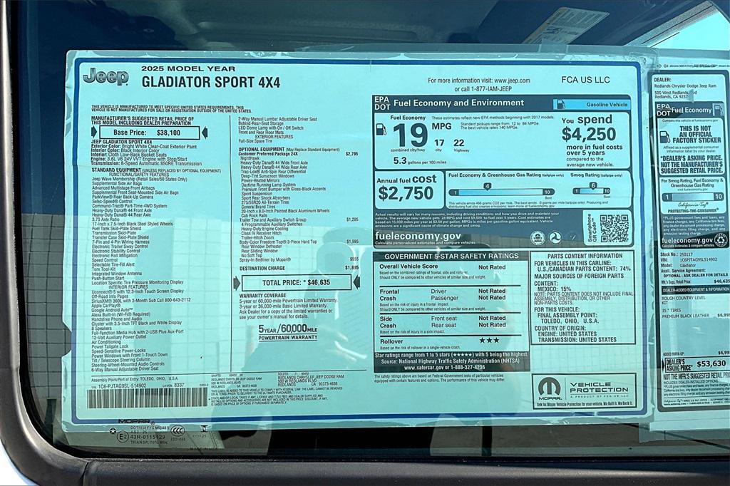 new 2025 Jeep Gladiator car, priced at $45,255