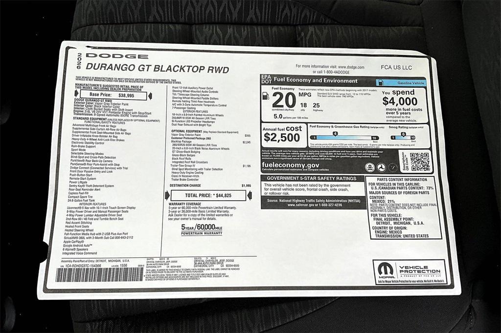 new 2026 Dodge Durango car, priced at $44,000