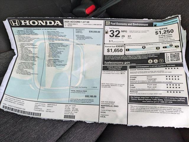new 2025 Honda Accord car, priced at $32,964