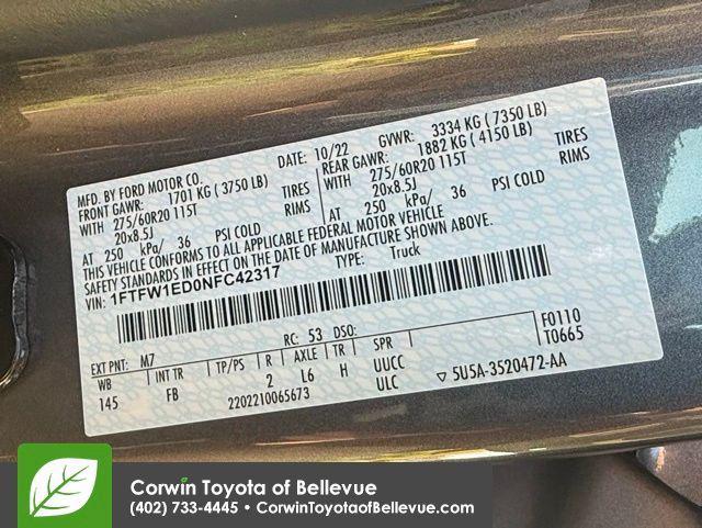 used 2022 Ford F-150 car, priced at $39,490