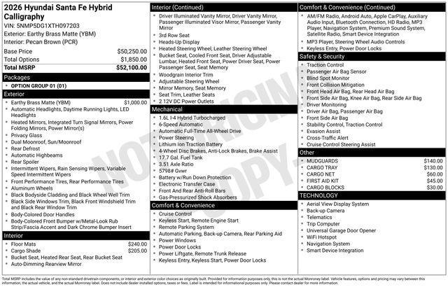 new 2026 Hyundai SANTA FE HEV car, priced at $52,824