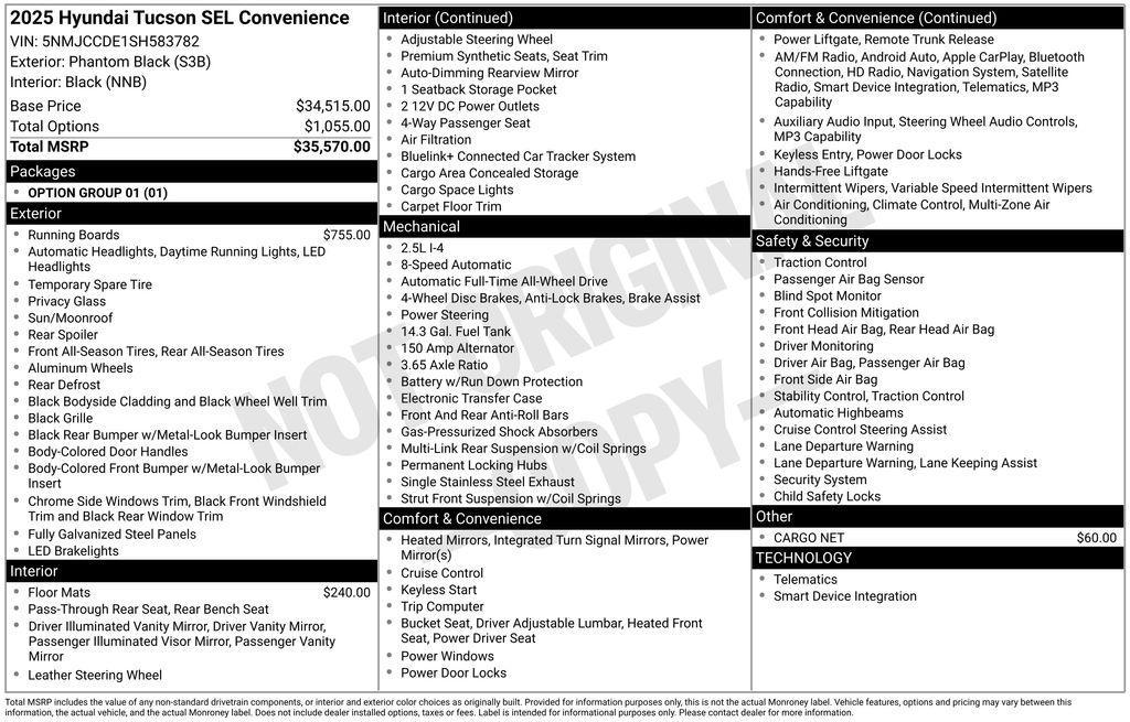 new 2025 Hyundai Tucson car, priced at $37,065