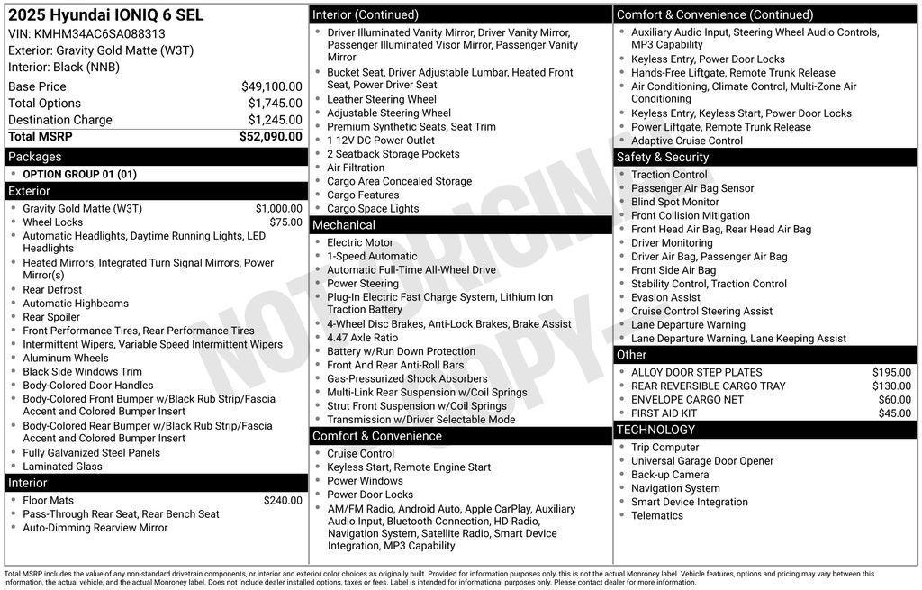new 2025 Hyundai IONIQ 6 car, priced at $51,815