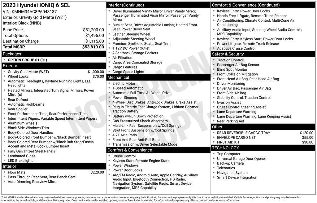 new 2023 Hyundai IONIQ 6 car, priced at $53,810