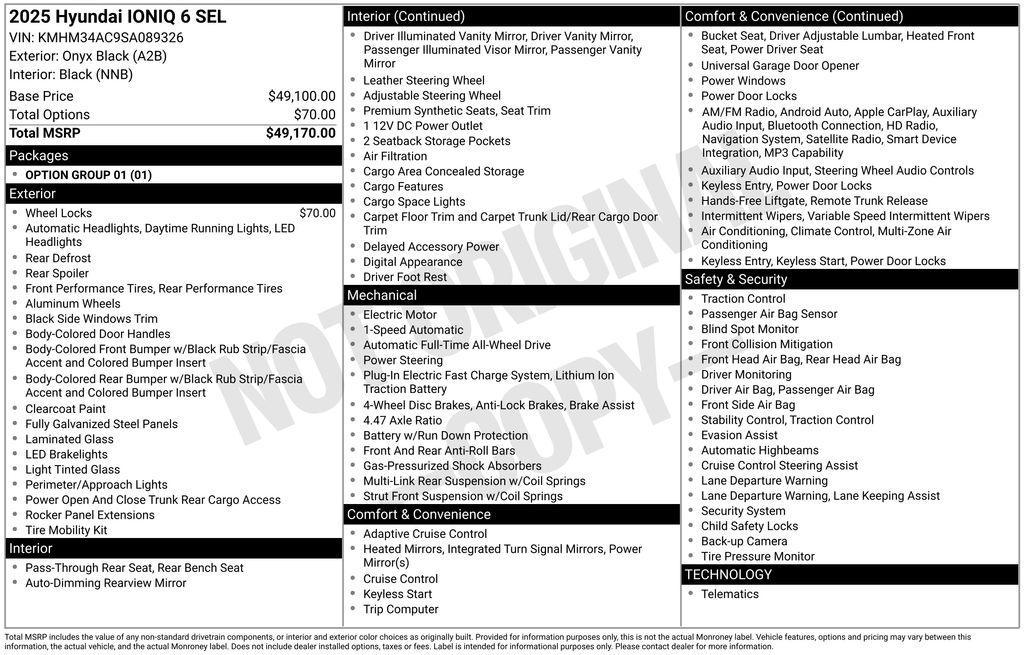 new 2025 Hyundai IONIQ 6 car, priced at $50,815