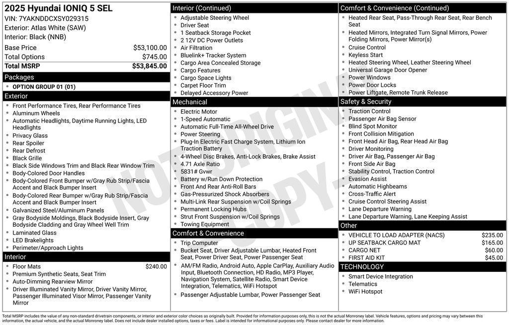 new 2025 Hyundai IONIQ 5 car, priced at $55,235