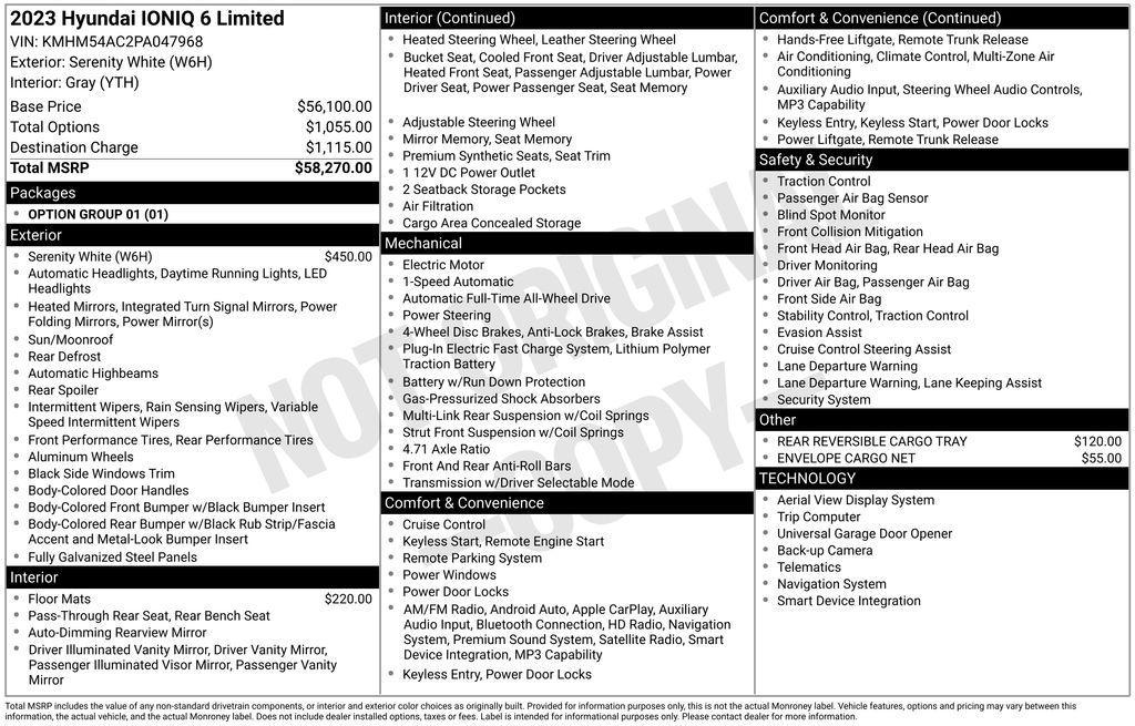 new 2023 Hyundai IONIQ 6 car, priced at $58,270