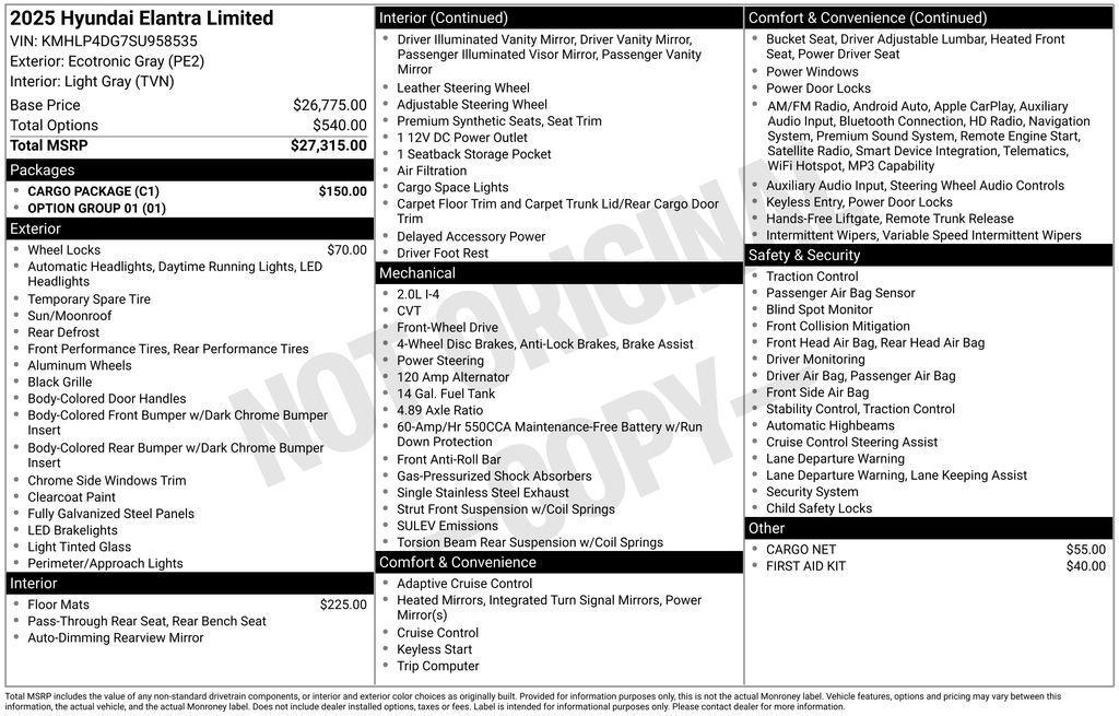 new 2025 Hyundai Elantra car, priced at $28,385