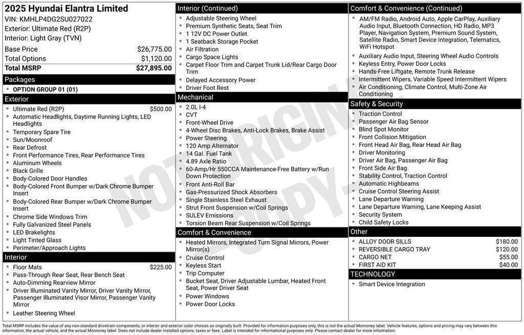 new 2025 Hyundai Elantra car, priced at $29,090