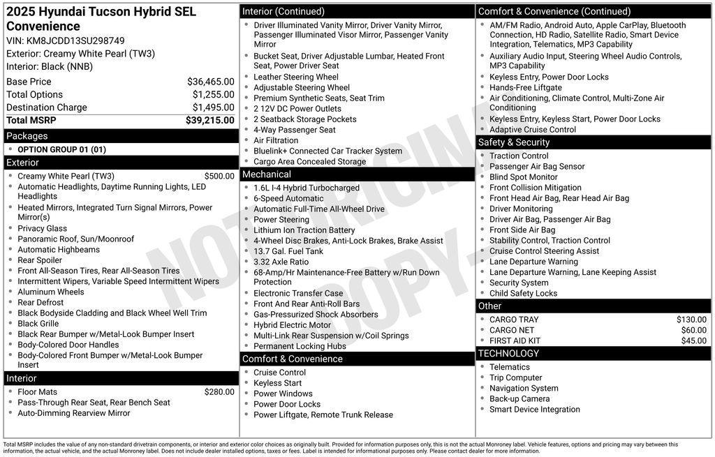 new 2025 Hyundai TUCSON Hybrid car, priced at $38,890