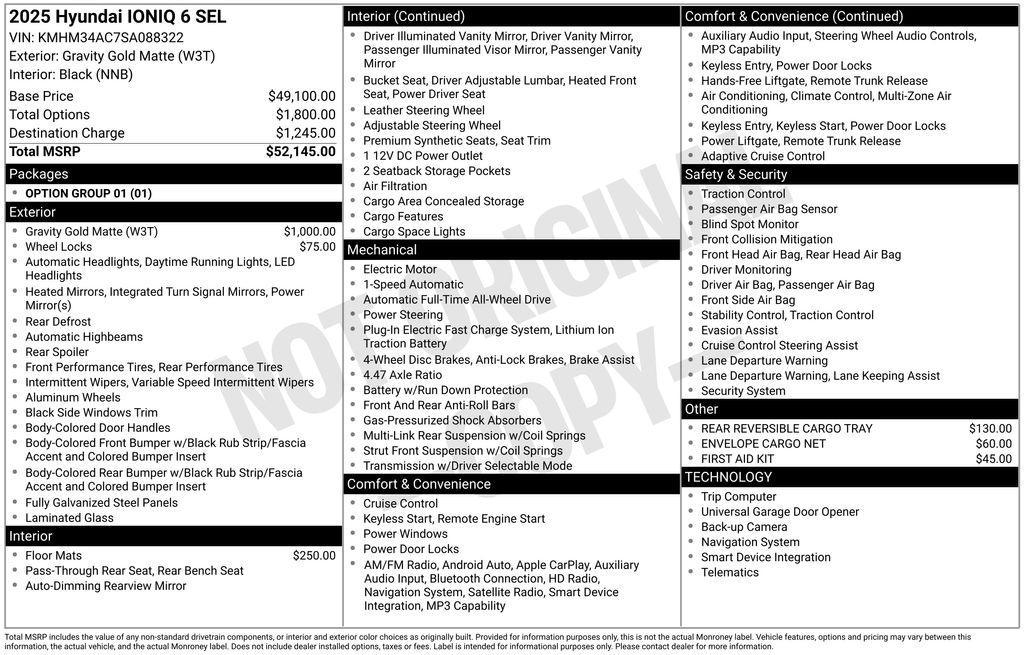 new 2025 Hyundai IONIQ 6 car, priced at $51,900