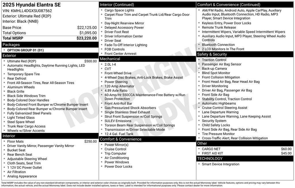 new 2025 Hyundai Elantra car, priced at $24,465