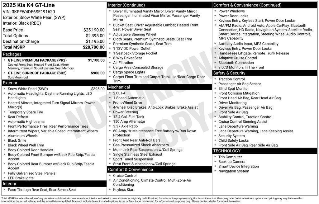 new 2025 Kia K4 car, priced at $25,130