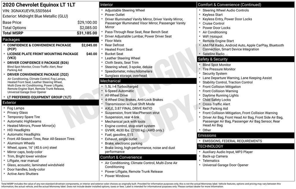 used 2020 Chevrolet Equinox car, priced at $18,991