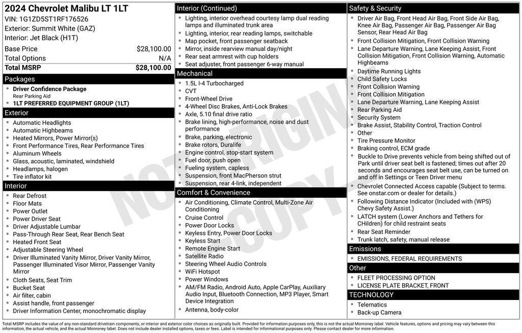 used 2024 Chevrolet Malibu car, priced at $19,991