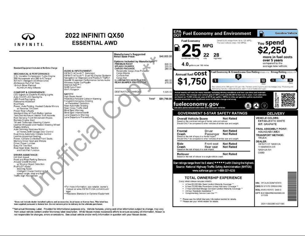 used 2022 INFINITI QX50 car, priced at $28,958