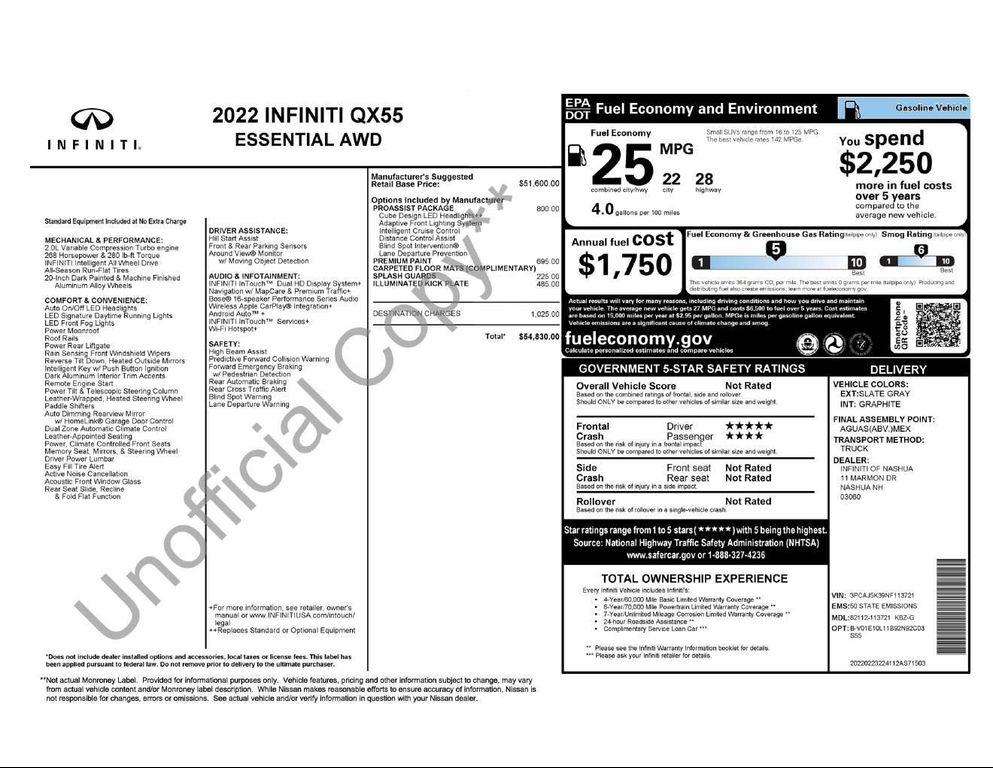 used 2022 INFINITI QX55 car, priced at $30,277
