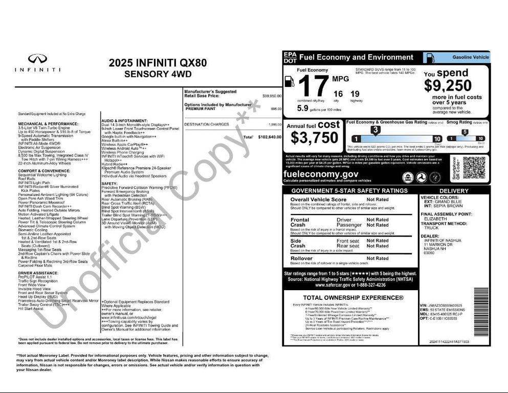 used 2025 INFINITI QX80 car, priced at $78,997