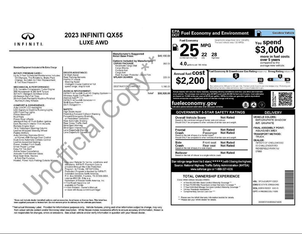 used 2023 INFINITI QX55 car, priced at $31,470
